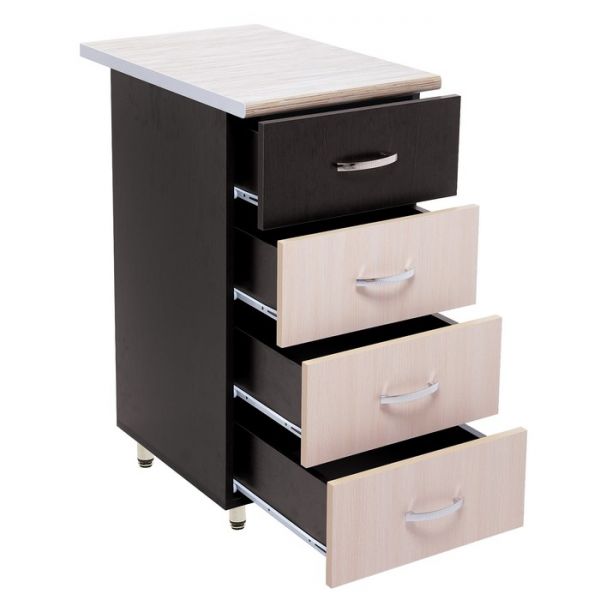 Шкаф напольный 400-4 ящ Тоника, 400х850х600, Венге/Дуб молочный