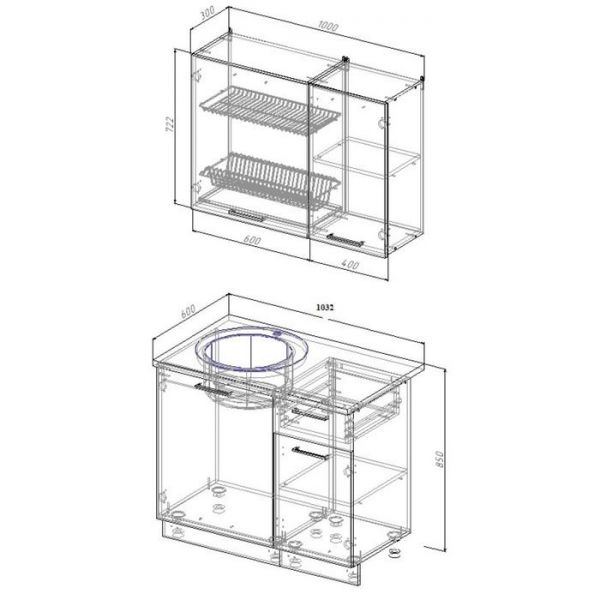 Кухня  Жемчуг 1032х600 Белый/Мрамор Марквина белый/ Жемчуг