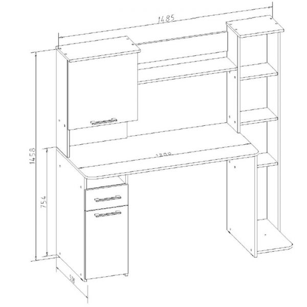 Стол компьютерный Лоредо, венге цаво/дуб молочный