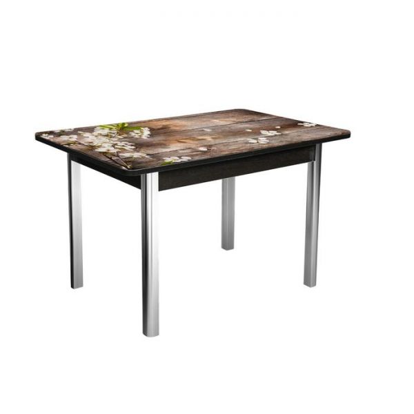 Стол раздвижной «Победа», 1200(1550) ? 800 ? 750 мм, хром, цвет белёный дуб / клетка 2