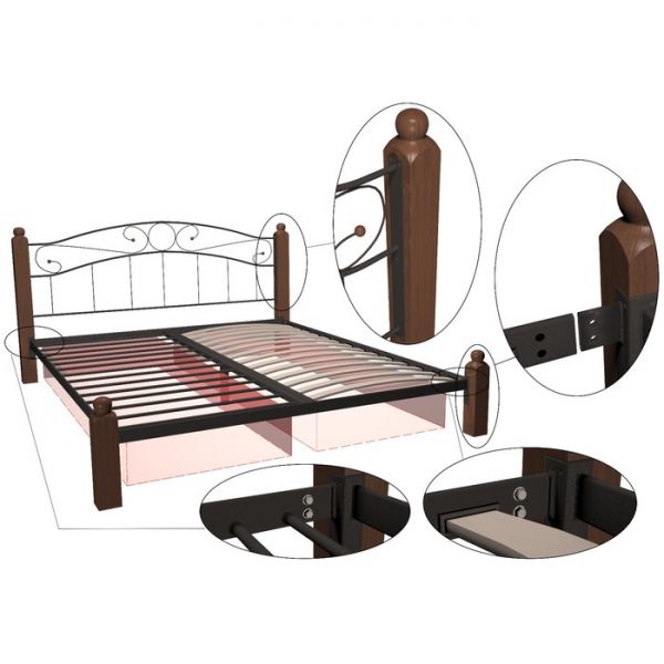 Кровать «Милана Мини Люкс Плюс», 800 ? 1900 мм, металл, цвет белый