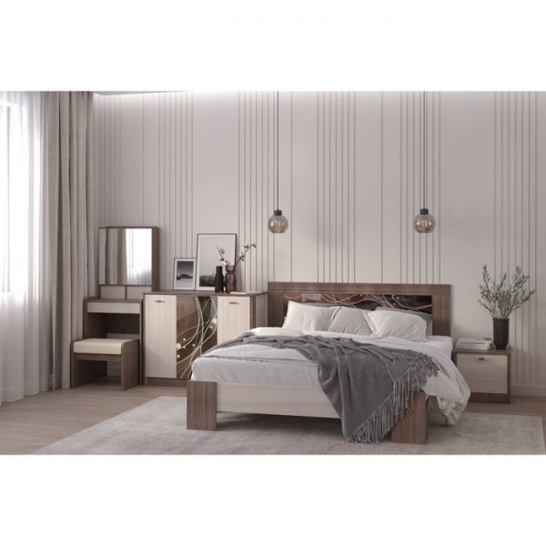 Стол туалетный «Николь», 580 ? 450 ? 1458 мм, зеркало, цвет ясень шимо светлый / тёмный