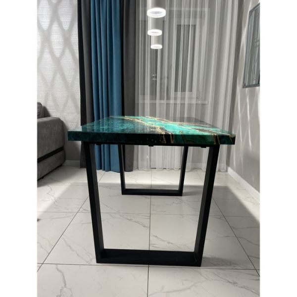 Обеденный стол «Квадро», 1200 ? 800 мм, опора «П» чёрная, фотопечать, цвет малахит