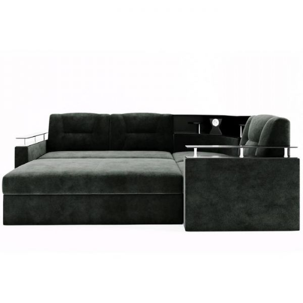 Угловой диван «София», угол правый, дельфин, подсветка, велюр, ЛДСП венге, цвет селфи 01