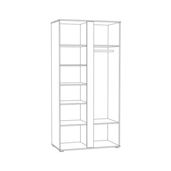 Шкаф для одежды Лея 13.325, 1080х543х2180, Дуб Эндгрейн/ Миндаль