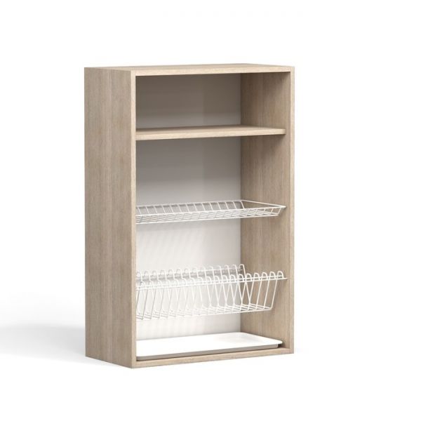 Шкаф навесной с посудосушителем Анжелика 600х300х920 Дуб молочный/Ясень