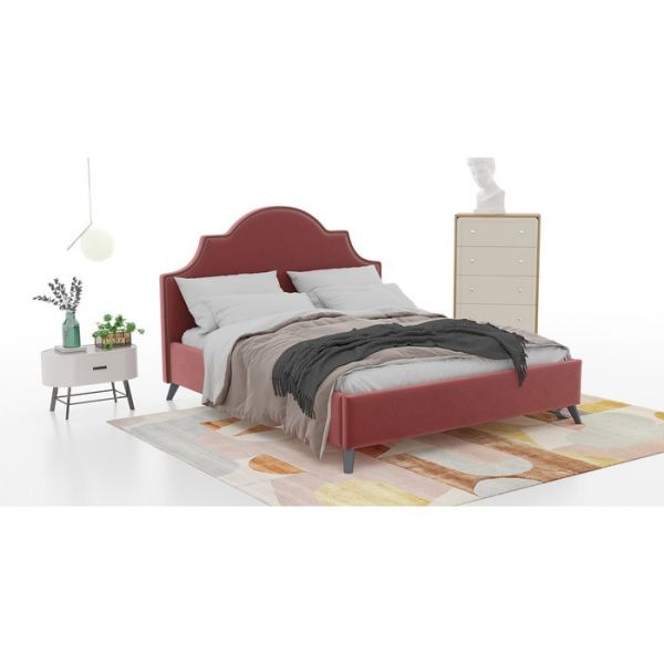 Кровать Фаина, 1600х2000, ортопедическое осн+ПМ, Блиц 09/ Карминно-красный
