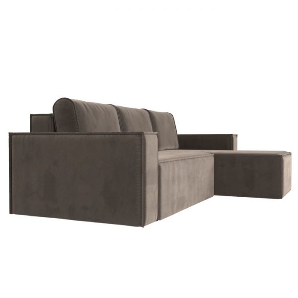 Угловой диван «Куба», механизм еврокнижка, велюр, цвет бежевый