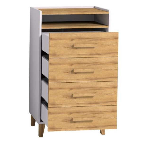 Комод «Айрис 45», 600 ? 420 ? 1078 мм, цвет белый / дуб золотистый