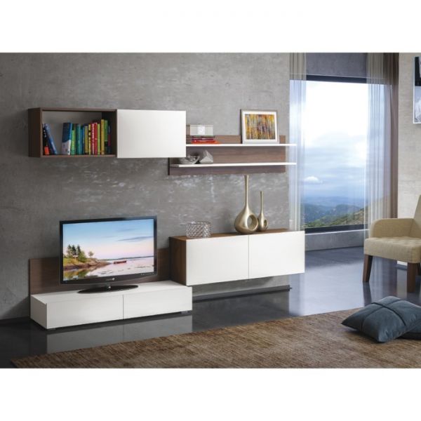 Шкаф навесной Гринвич 08.117 1 дверь, 1200х319х366, Орех селект каминный/Белый премиум