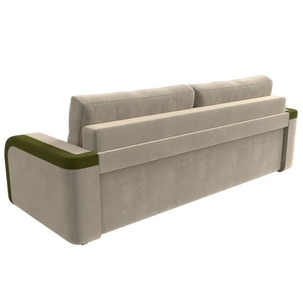 Диван прямой «Марсель», механизм еврокнижка, микровельвет, цвет бежевый / зелёный