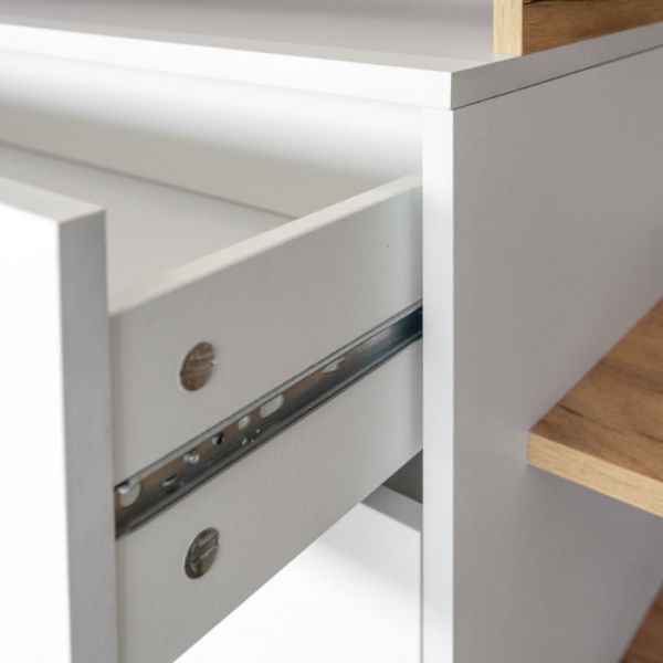 Тумба под ТВ Бэль 10.91, 1314х430х662, Дуб крафт золотой/Белый премиум