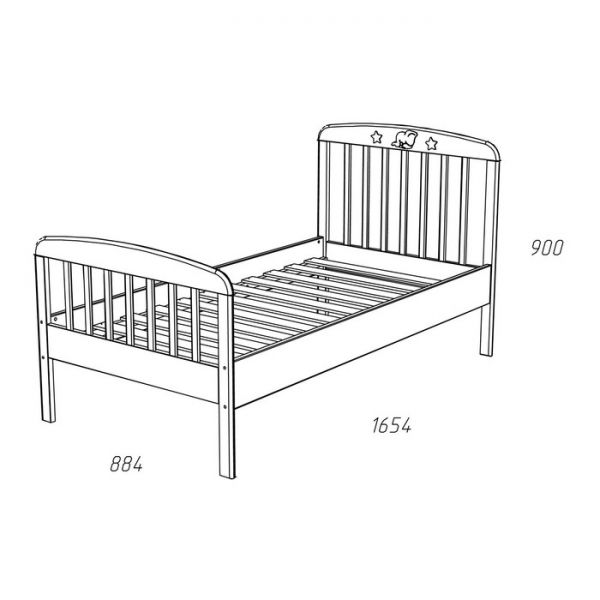 Кровать Лилу, Птички, 1654x884x900, Белый/Голубая эмаль