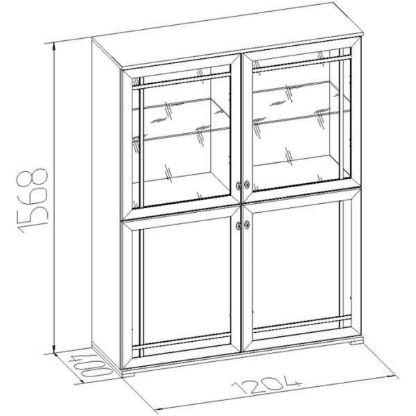 Шкаф-сервант Sherlock 22, 1204 ? 400 ? 1568 мм, цвет орех шоколадный