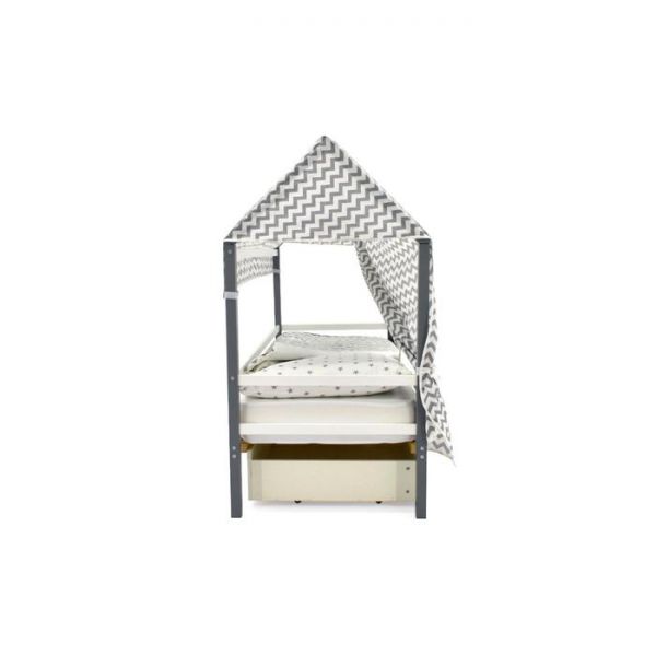 Крыша текстильная Бельмарко для кровати-домика Svogen зигзаги графит