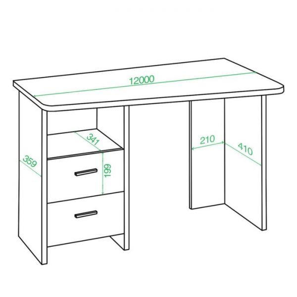 Стол, 1200 ? 720 ? 770 мм, правый угол, цвет нельсон/белый