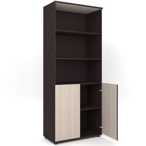 Шкаф для бумаг 798х418х1960 Венге/Дуб молочный, кр. Венге