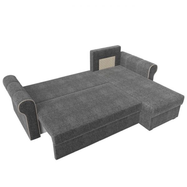 Угловой диван «Рейн», механизм еврокнижка, угол правый, рогожка, цвет серый / кант бежевый