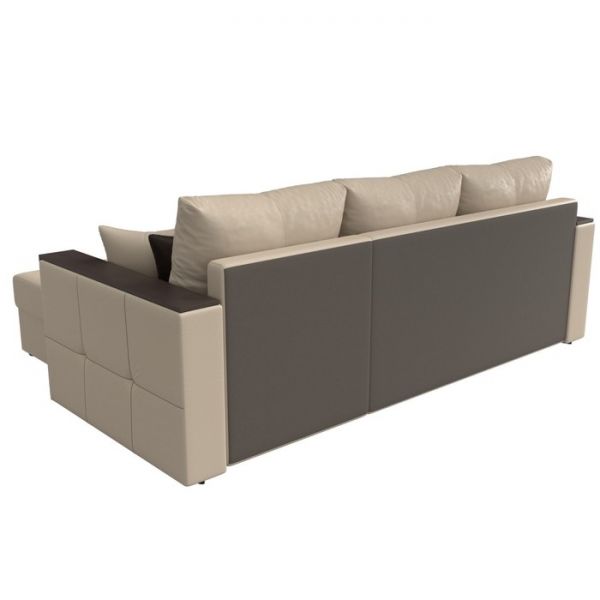 Угловой диван «Валенсия», механизм дельфин, экокожа, цвет бежевый