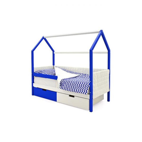 Детская кровать-домик мягкий Бельмарко  Svogen сине-белый
