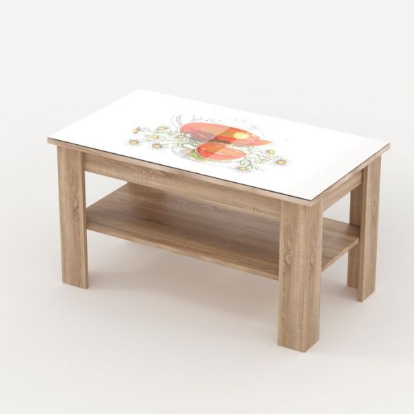 Стол журнальный «Бостон мини», 900 ? 500 ? 500, стекло, фотопечать, цвет гавань