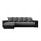 Угловой диван «Дубай», еврокнижка, правый угол, цвет серая рогожка / чёрная экокожа