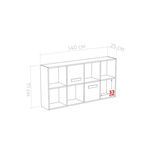 Стеллаж навесной с дверками Юниор 1400х250х709 Белая аляска/Графит