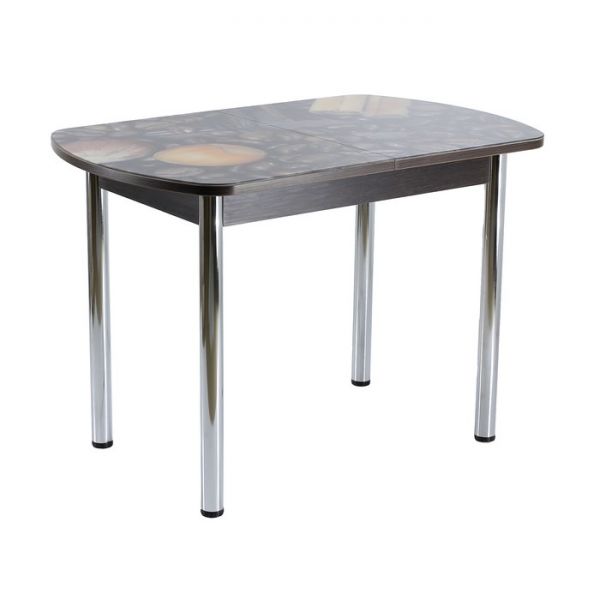 Стол раздвижной с фотопечатью Дэли, 1400(1800)х900х760, Венге/Дерево/Хром прямые