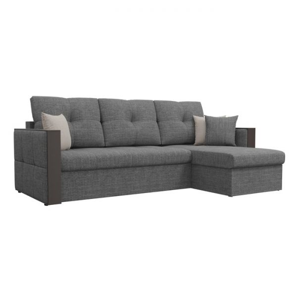 Угловой диван «Валенсия», механизм дельфин, рогожка, цвет серый