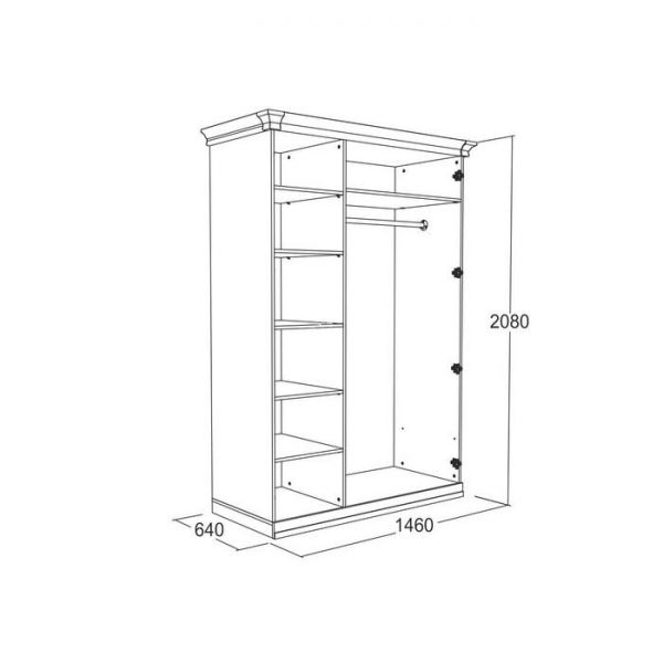 Шкаф 3-х дверный для одежды и белья «Ольга 18», ЛДСП / МДФ, зеркало, цвет валенсия