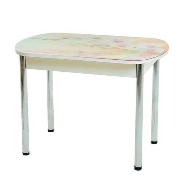 Стол раздвижной с фп Лайм 2 1100/1500х700х777 стол. Стекл./Пояс белый/прямые ноги