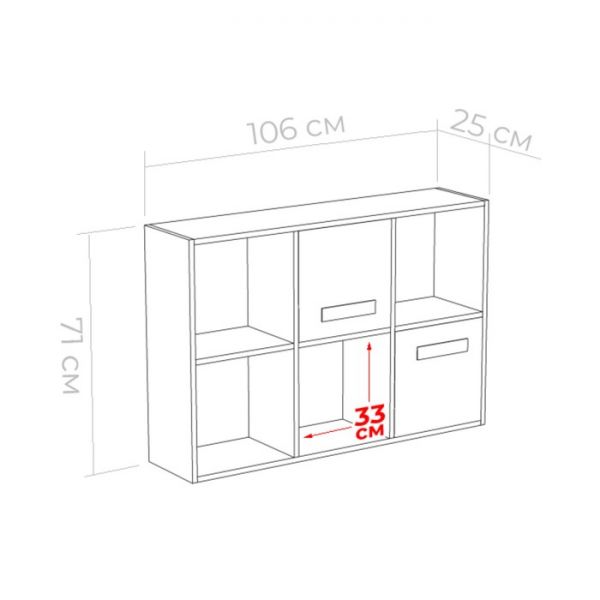 Стеллаж навесной с дверками Юниор 1054х250х709 Ясень шимо темный/Белая Аляска/Индиго