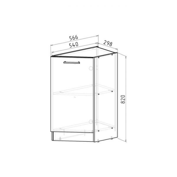 Шкаф напольный Полина 300х600х850 завершающий правый закрытый венге/бодега/дуглас темный