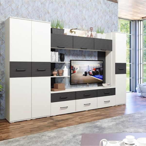 Шкаф многоцелевого назначения Сити-32 1950х800х414 Сосна карелия /Черный Глянец