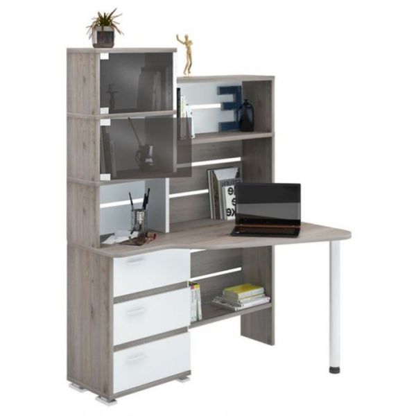 Стол СР-322, угол правый с надстройкой, 1340 ? 900 ? 1770 мм, цвет белый жемчуг