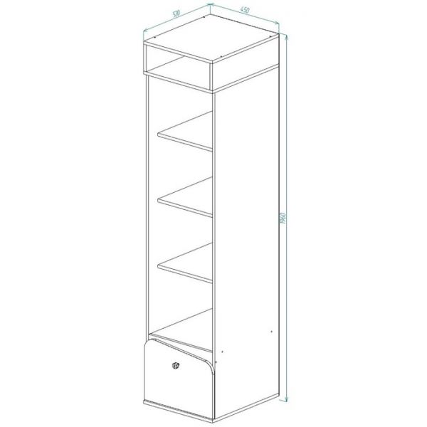 Пенал с ящиком ПН-13 Алиса 1960х450х520 Белый/корпус Ясень Анкор Белый/ Розовый