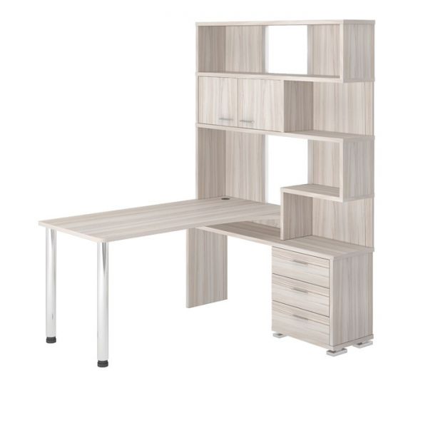 Стол СР-420/150, угол правый, 1500 ? 1300 ? 1990 мм, цвет белый жемчуг