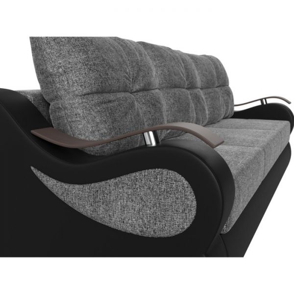 Прямой диван «Меркурий еврокнижка», механизм еврокнижка, рогожка, цвет серый / чёрный