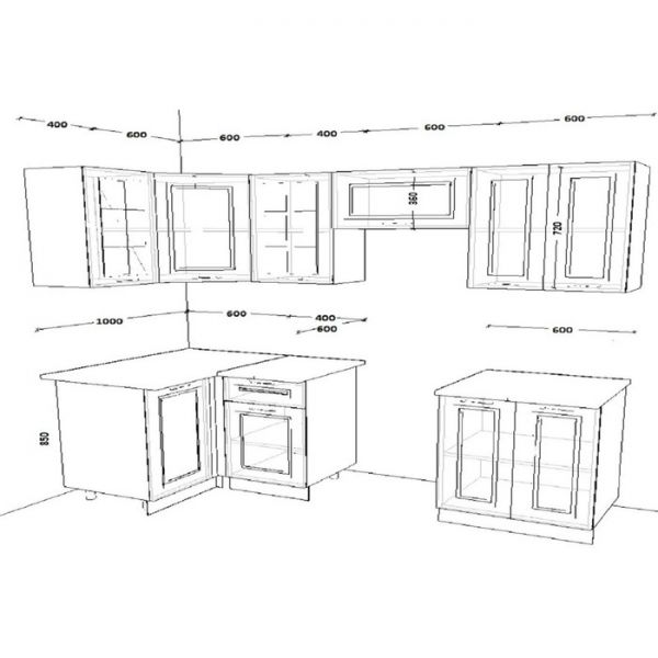 Кухонный гарнитур Гарнитур 10 Белый Вегас 1000х2200 Белый