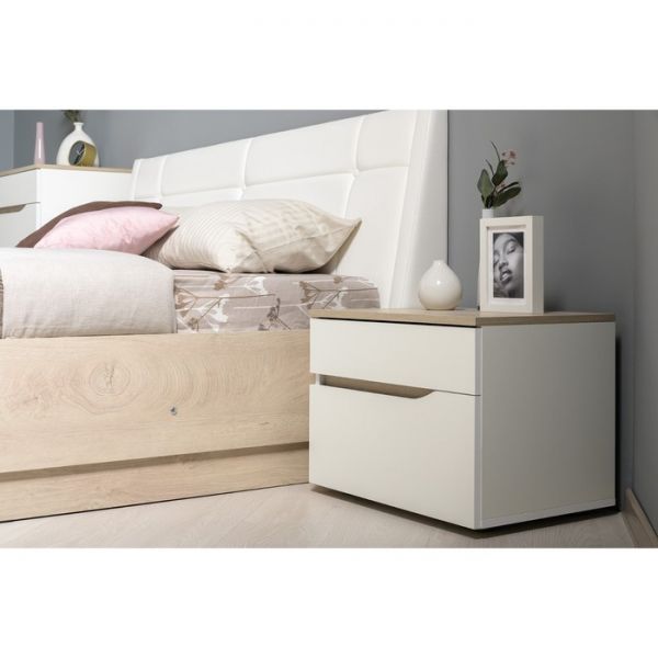 Тумба прикроватная Муссон 16.03, 560х394х420, Белый шагрень/Дуб эндгрейн