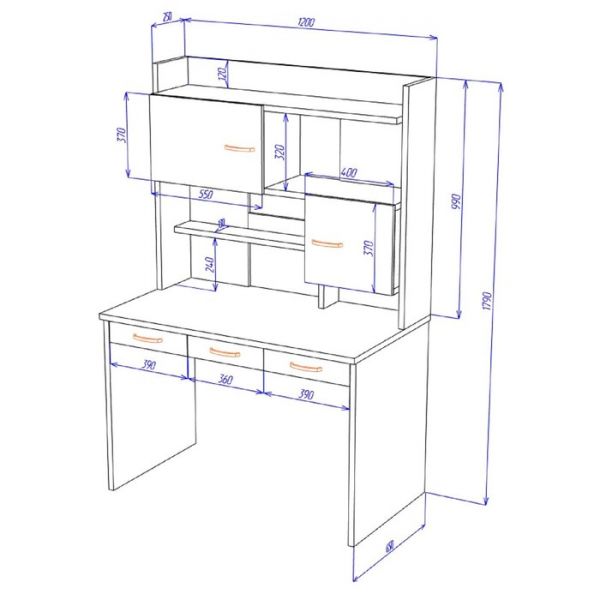 Стол компьютерный «СП 33», 1200 ? 680 ? 1785 мм, цвет карамель / венге