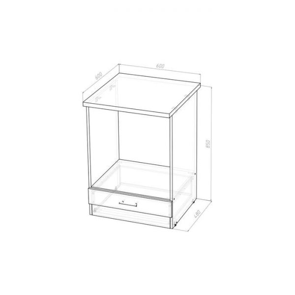 Шкаф напольный Лира 600х600х850 под духовой шкаф  белый/Квадро шимо светлый/малага