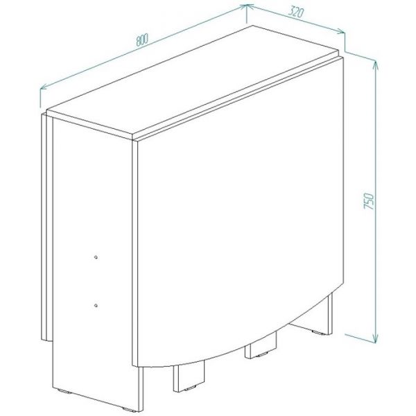 Стол книжка простая СТК-1 750х1600х800 Дуб выбеленный