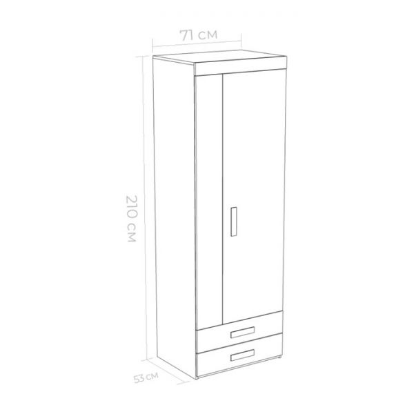 Шкаф Юниор 708х525х2098 Ясень шимо темный/Белая Аляска/Индиго