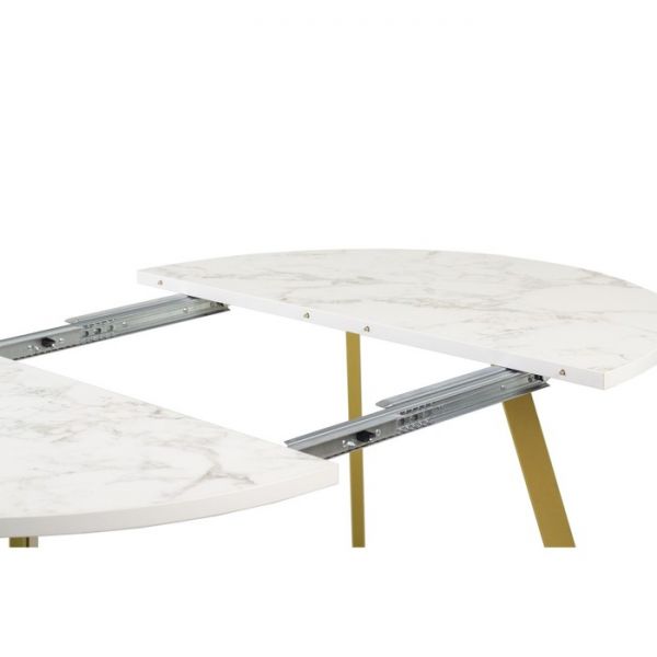 Стол РИМ D-1050/1500х1050х760 Мрамор Белый/Опора Гермес золотая
