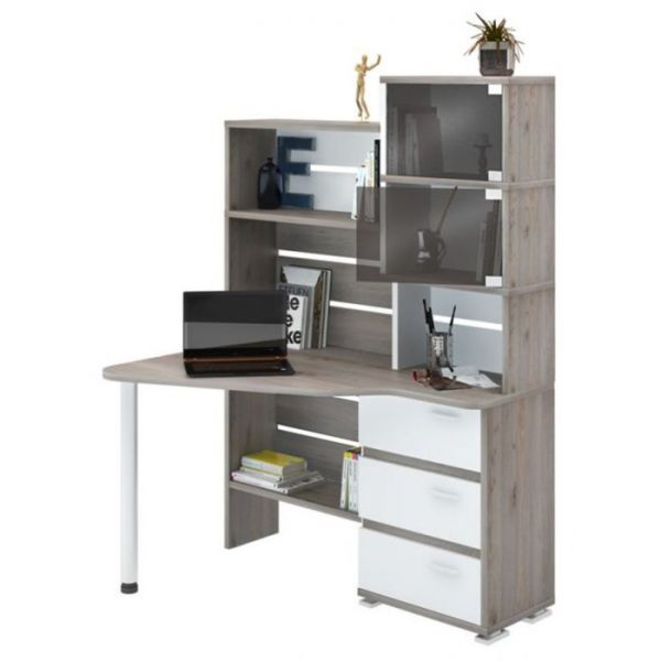 Стол СР-322, угол левый с надстройкой, 1340 ? 900 ? 1770 мм, цвет белый жемчуг