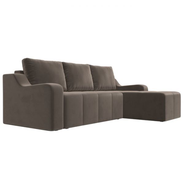 Угловой диван «Элида», правый угол, велюр, цвет бежевый