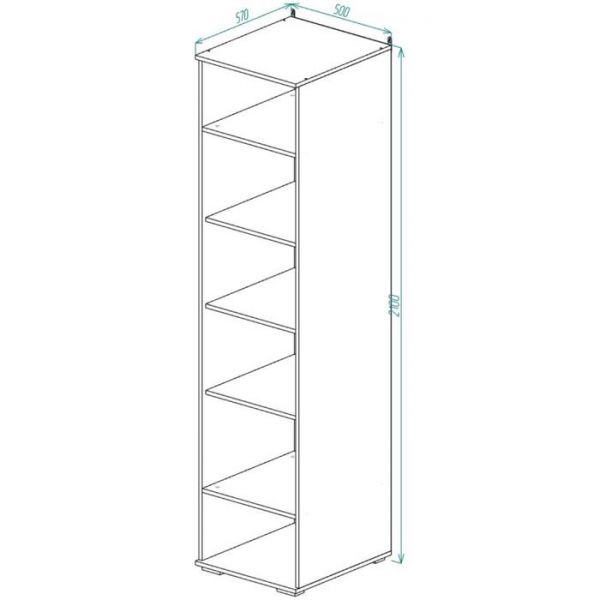 Пенал  ЛАЙТ 2100х500х570 Белый/корпус Дуб Сонома