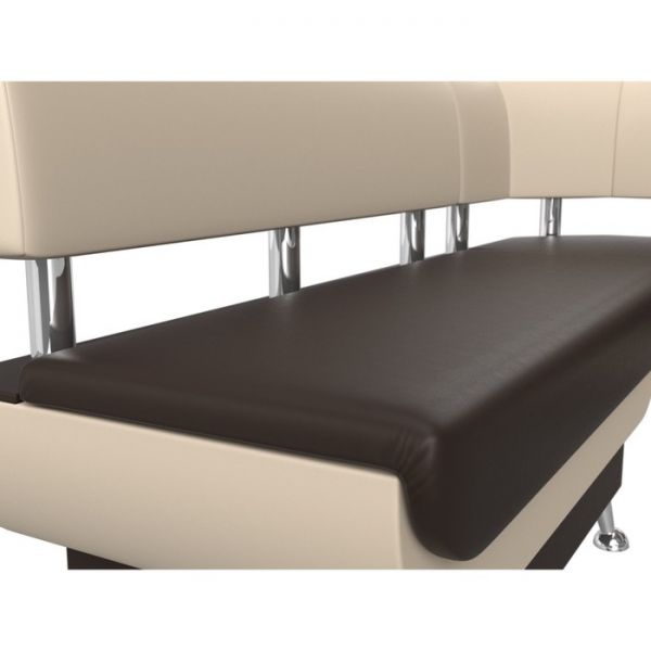 Кухонный угловой диван «Альфа», экокожа, цвет коричневый / бежевый