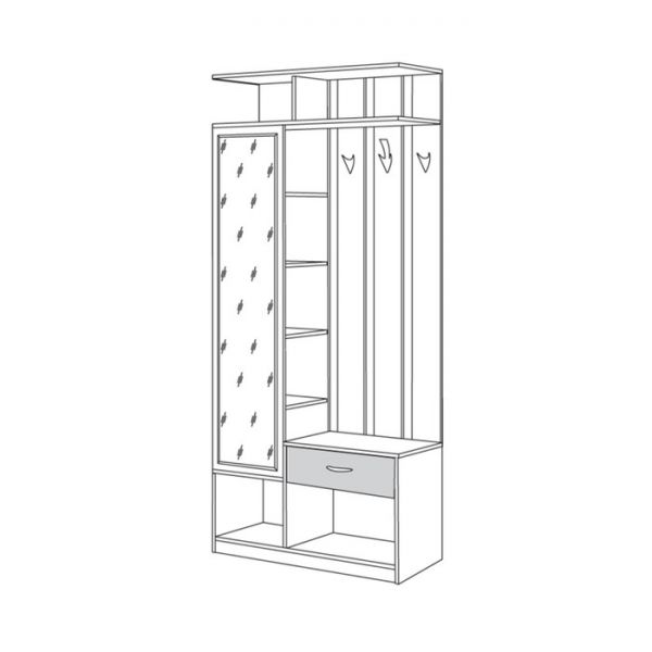 Прихожая Глория 136/02, 952х360х2051, Ясень шимо темный/Ясень шимо светлый